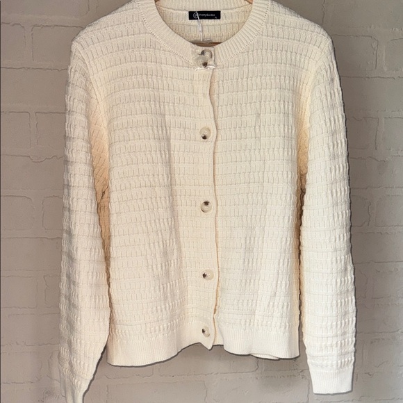 Pretty garden cardigan knit xl NEW Cream Button-Up Women's Sweater - Picture 1 of 4